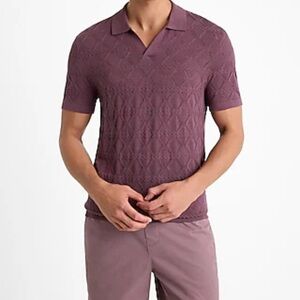 Express Purple Textured Polo Shirt